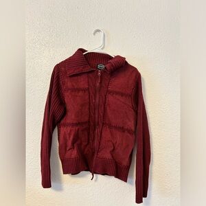 Leather Sweater Zip up